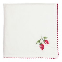 85折｜丹麥GreenGate Strawberry red 刺繡餐巾布