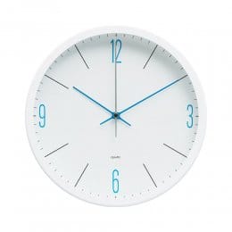清倉大特價｜Lovel 25cm潔淨藍白膠框靜音時鐘-白（P2501BL-W）