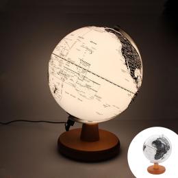 85折｜SkyGlobe 8吋發光白色海洋日式木質底座地球儀(英文版)