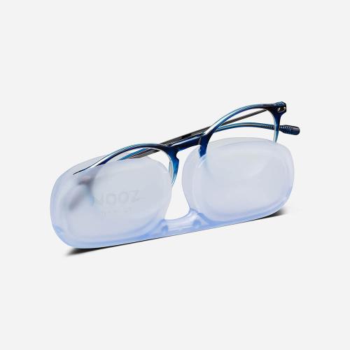 法國NOOZ 攜帶型平光閱讀眼鏡(抗藍光-雙色漸變)圓-藍色透明