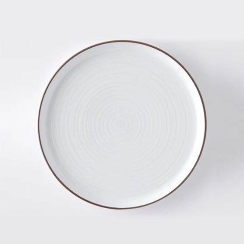 日本 白山陶器 白磁千段 圓盤 21.5x2.5cm