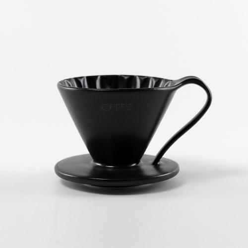 日本CAFEC 花瓣型陶瓷濾杯1-2杯-墨黑色 六週年限定色