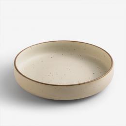 出清8折｜WAGA 日式柴燒手作陶瓷深盤25cm-淺米