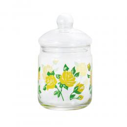 日製玻璃2件8折｜日本ADERIA 昭和復古花朵玻璃罐680ml-黃玫瑰(黃)
