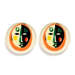 歐系餐瓷2件7折｜比利時 SERAX OTTO 圓盤M-白/臉譜(2入禮盒組) 22.5cm