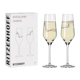 9折｜德國 RITZENHOFF+ Crystal Wind 流光系列香檳氣泡酒對杯-春之樂章 (1組2入)