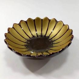 日本 幸樂窯 錦金彩甲釉菊形小皿-黑金