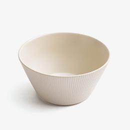 清倉大特價｜WAGA 簡約條紋 陶瓷碗16cm-奶油白