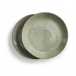 9折｜瑞典sagaform Nature瓷釉彩餐食盤22cm(2入)-亞麻綠