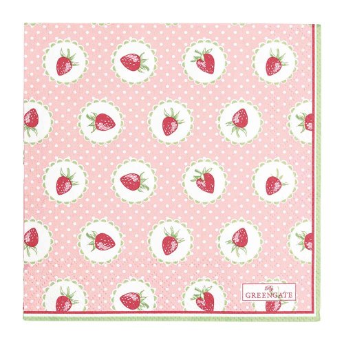 丹麥GreenGate Strawberry pale pink 餐巾紙 小 20pcs