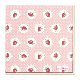 85折｜丹麥GreenGate Strawberry pale pink 餐巾紙 小 20pcs
