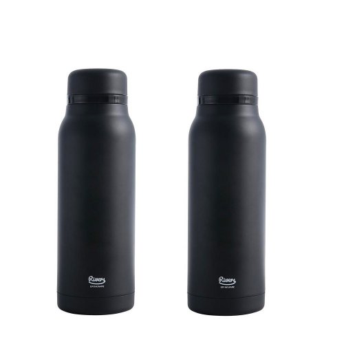 日本 Rivers 不銹鋼FLASKER真空保溫瓶-黑色 420ml (兩入組)