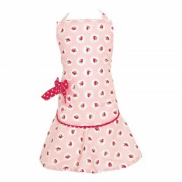85折｜丹麥GreenGate Strawberry pale pink 蝴蝶結童用圍裙