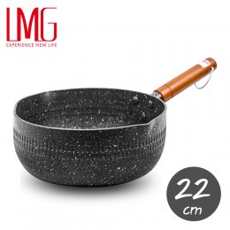 LMG 錘紋雪平鍋22CM(不含蓋)-耀岩黑
