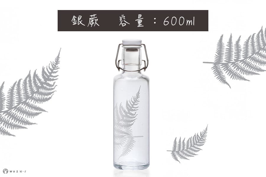 德國 Soulbottles 靈魂玻璃水瓶600ml-銀蕨