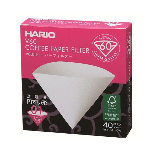 日本HARIO V60漂白01濾紙40張 1~2杯