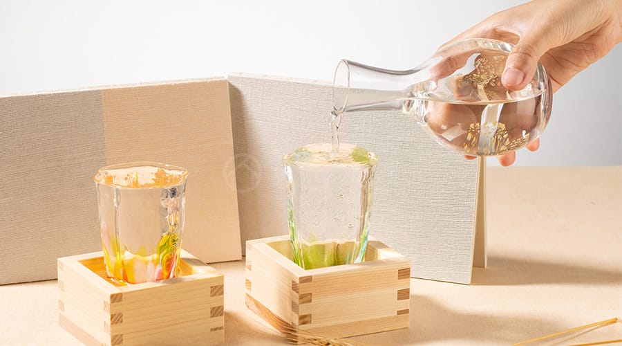 日本津輕 清萌綠手作清酒杯(含木盒)