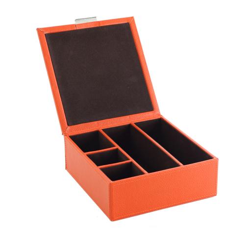 LOVEL 經典愛馬仕橘皮革收納-防塵掀蓋5格置物盒