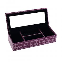 LOVEL 經典鱷魚紋皮革收納-防塵掀蓋4格珠寶盒(華麗紫)