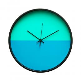 絕版清倉5折｜Lovel 30cm 美式極簡金屬框靜音時鐘-綠藍（T721POK-BL）