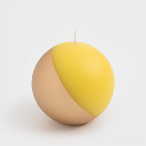 WAGA 歐式 純色漫金 7cm 球形蠟燭-奶油黃[毛巾蠟燭加購]