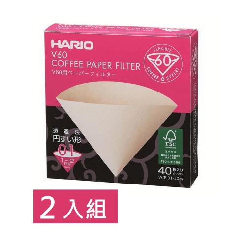 日本HARIO V60無漂白01濾紙40張(1~2杯) 2入組[咖啡周邊加購]