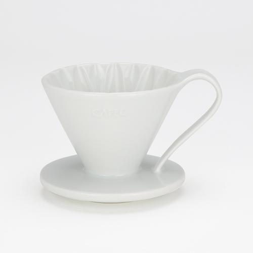 日本CAFEC 花瓣型陶瓷濾杯2-4杯-白色