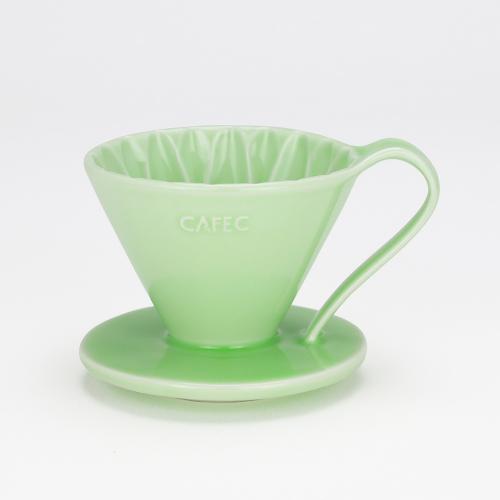 日本CAFEC 花瓣型陶瓷濾杯2-4杯-綠色