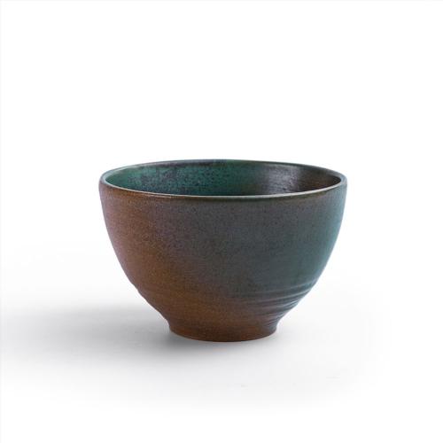 WAGA 職人青銅澄綠 陶瓷圓碗10.5cm-墨綠