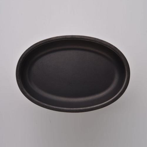 日本 AOYOSHI 青芳製作所 仿舊霧黑不銹鋼橢圓餐盤-20.8cm
