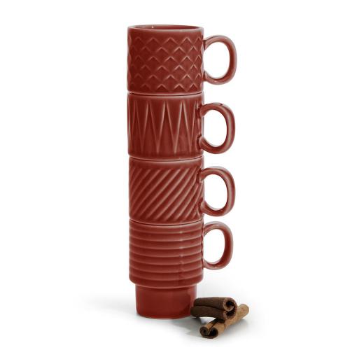 瑞典sagaform Coffee&More濃縮咖啡杯100ml(4入)-磚紅