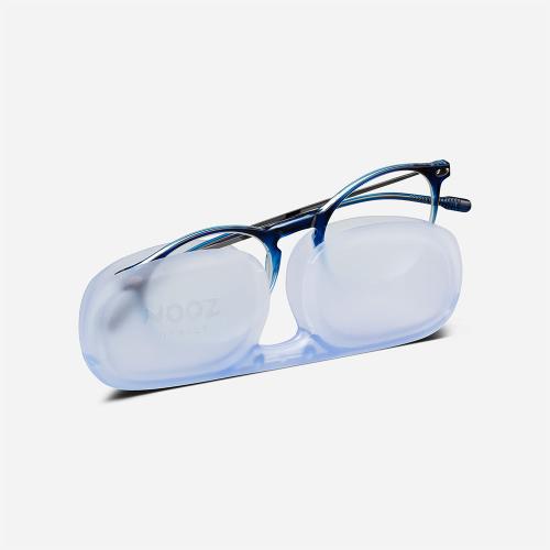 法國NOOZ 雙色漸變老花眼鏡(鏡腳便攜款)圓-藍色透明