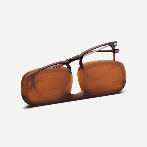 法國NOOZ 攜帶型平光閱讀眼鏡(抗藍光-雙色漸變)方-玳瑁棕色