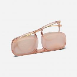 時尚眼鏡9折｜法國NOOZ 攜帶型平光閱讀眼鏡(抗藍光)方-石英粉色