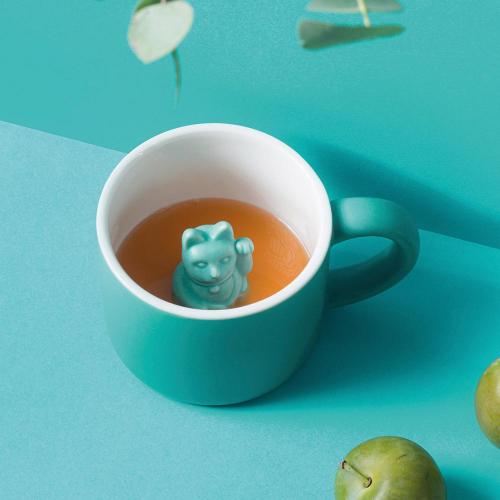 德國 DONKEY 幸運招財貓造型彩色馬克杯-湖水綠色