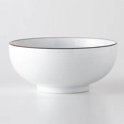 日本 白山陶器 白磁千段 淺麵碗1250ml