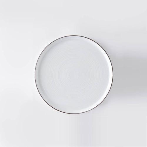 日本 白山陶器 白磁千段 圓盤 15.5x2cm