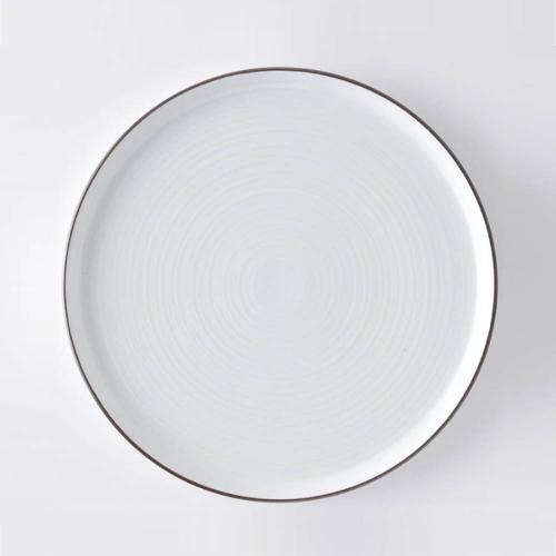 日本 白山陶器 白磁千段 圓盤 24.5x2.5cm