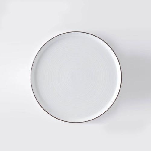 日本 白山陶器 白磁千段 圓盤 18.5x2.3cm