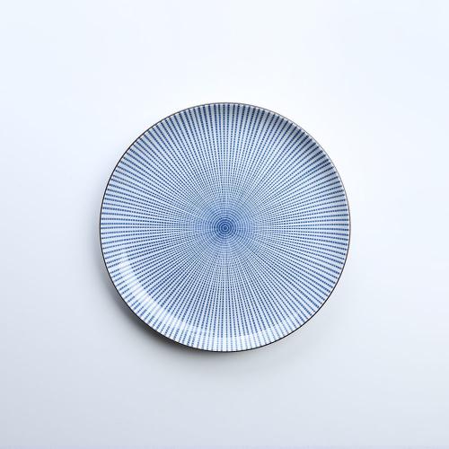 日本 昭和製陶 藍染千段十草8吋圓盤