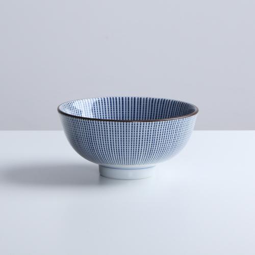日本 昭和製陶 藍染千段十草飯碗