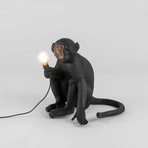 義大利seletti 猴子坐姿造型燈-黑