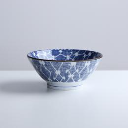 9折｜日本 昭和製陶 藍染菱紋拉麵碗