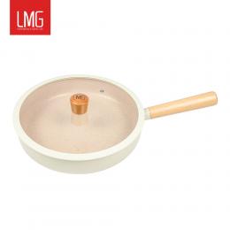 LMG 日式不沾雪藏平底鍋(附玻璃蓋)-白