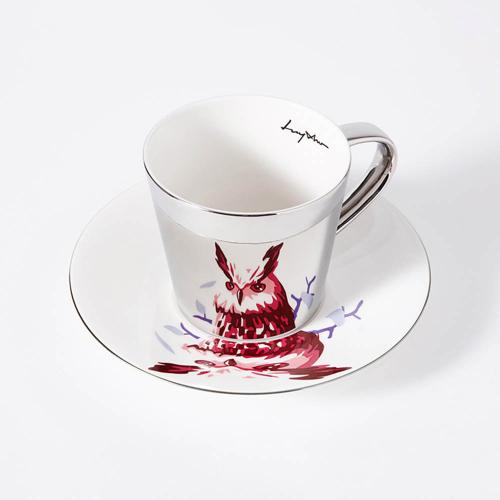 韓國 Luycho 鏡面倒影咖啡杯組-貓頭鷹