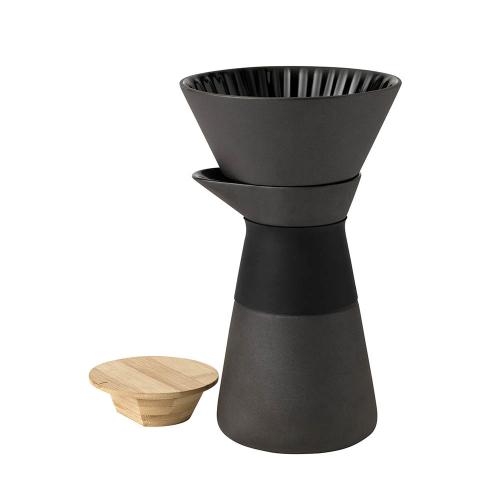 丹麥 Stelton Theo石陶滴漏式咖啡壺(附竹蓋)-黑