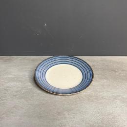日本燒陶食器｜日本 美濃燒 藍染渦旋紋皿 16cm