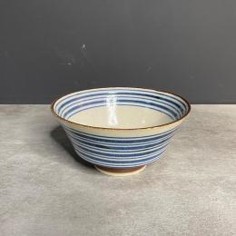 日本燒陶食器｜日本 美濃燒 藍染渦旋紋V碗 18cm