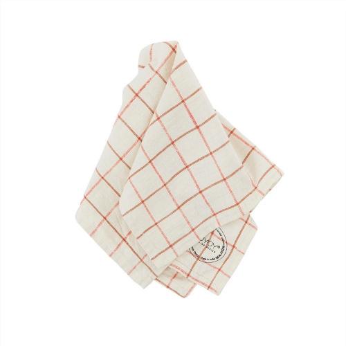 丹麥 OYOY Gird 有機純棉格紋餐巾-清新紅白