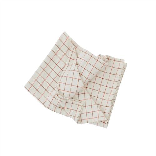 丹麥 OYOY Gird 有機純棉格紋桌巾(小)-清新紅白